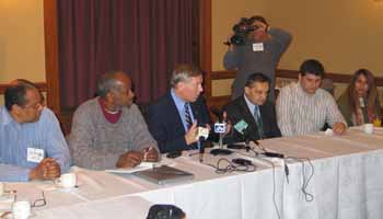 NDP Leader Howard Hampton with ethnic media members